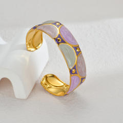 Summer enamel unique stainless steel cuff bangle
