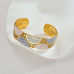 Summer enamel unique stainless steel cuff bangle