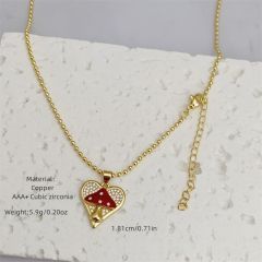 Sweet enamel mushroom pendant gold plated copper necklace