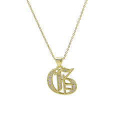 18K gold plated copper diamond initial letter pendant necklace