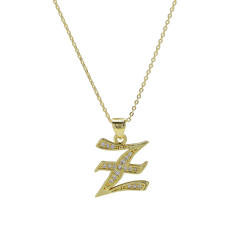 18K gold plated copper diamond initial letter pendant necklace