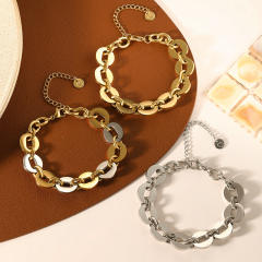 18KG geometric oval chain stainless steel bracelet