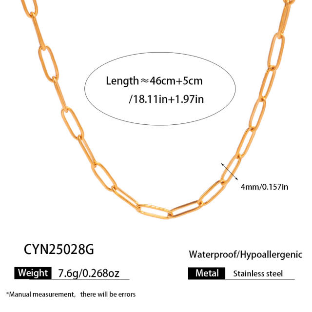 Simple stainless steel chain necklace DIY jewelry chain
