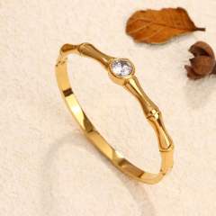 18KG Single cubic zircon bamboo bangle stainless steel bangle