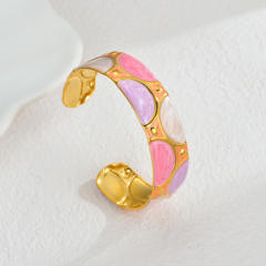 Summer enamel unique stainless steel cuff bangle