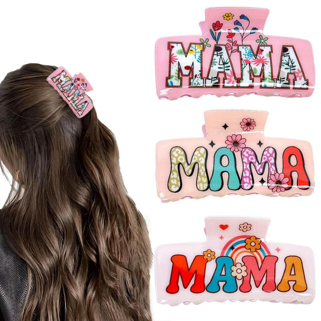 MAMA Theme large hair claw clips