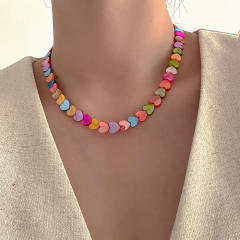 9mm colorful heart shell holiday beach choker necklace