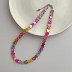 9mm colorful heart shell holiday beach choker necklace