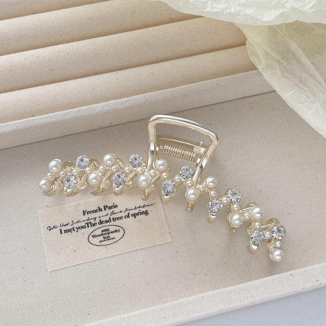 Simple Design Sense Zircon Rhinestone One-word Metal hair claw clips