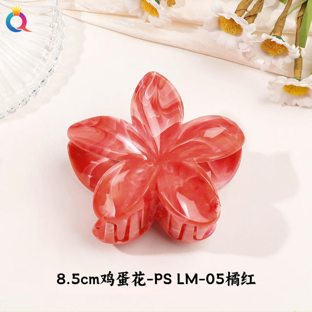 Marble egg flower popular hair claw clips