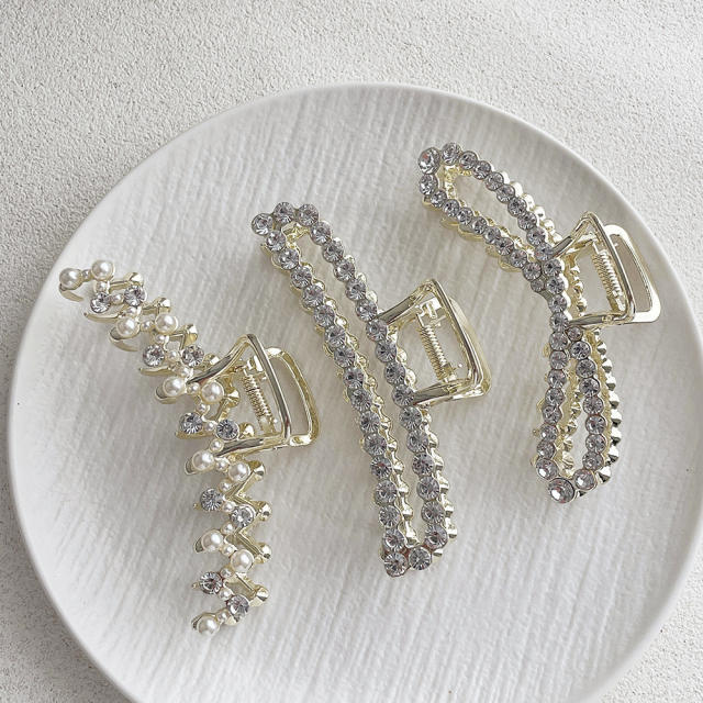 Simple Design Sense Zircon Rhinestone One-word Metal hair claw clips