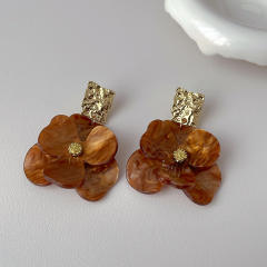 Simple acrylic flower tassel earrings s925 silver needle high-grade earrings exaggerated ear jewelry