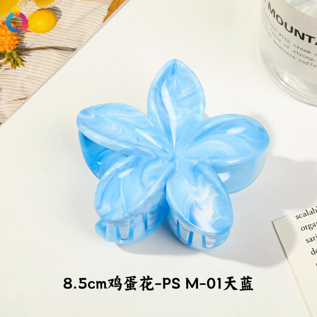 Marble egg flower popular hair claw clips