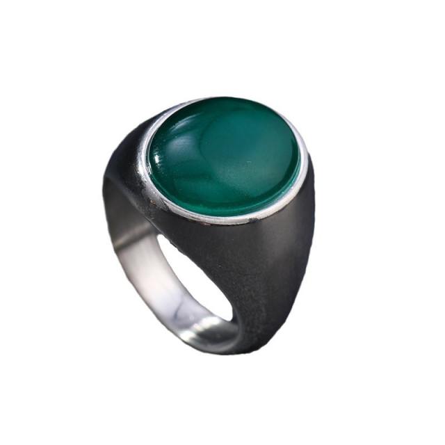 Colorful opal stone statement stainless steel rings