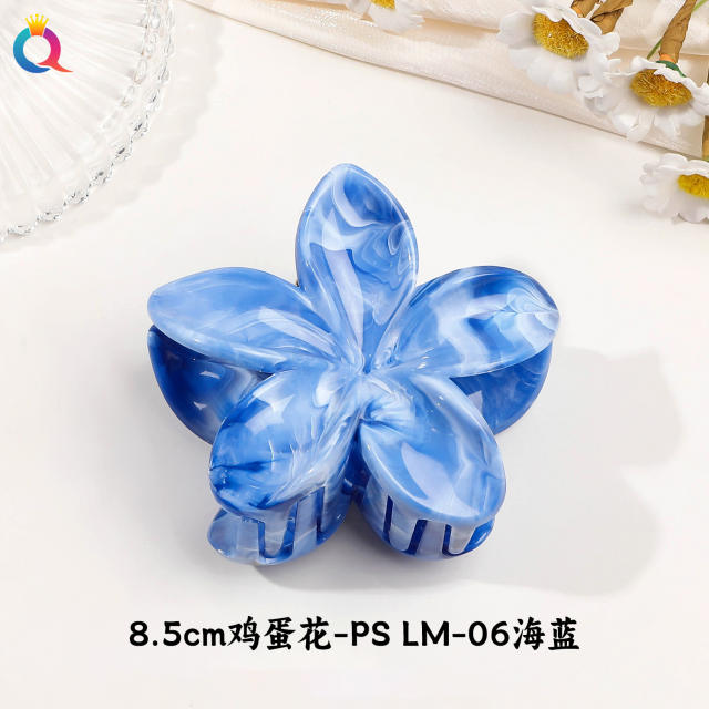 Marble egg flower popular hair claw clips