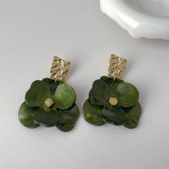 Simple acrylic flower tassel earrings s925 silver needle high-grade earrings exaggerated ear jewelry
