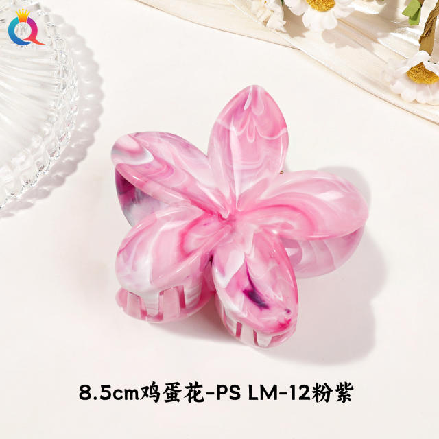 Marble egg flower popular hair claw clips