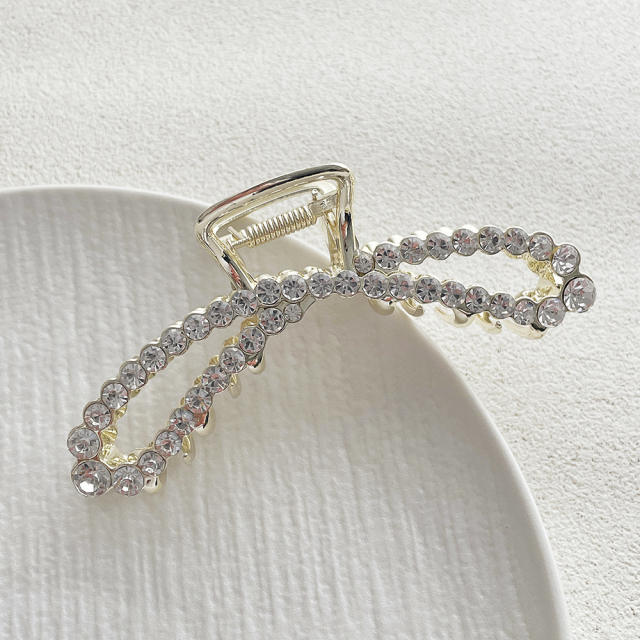 Simple Design Sense Zircon Rhinestone One-word Metal hair claw clips