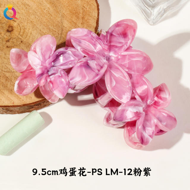 Marble egg flower popular hair claw clips
