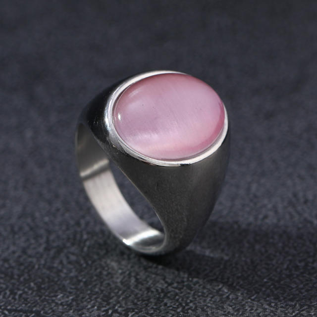 Colorful opal stone statement stainless steel rings