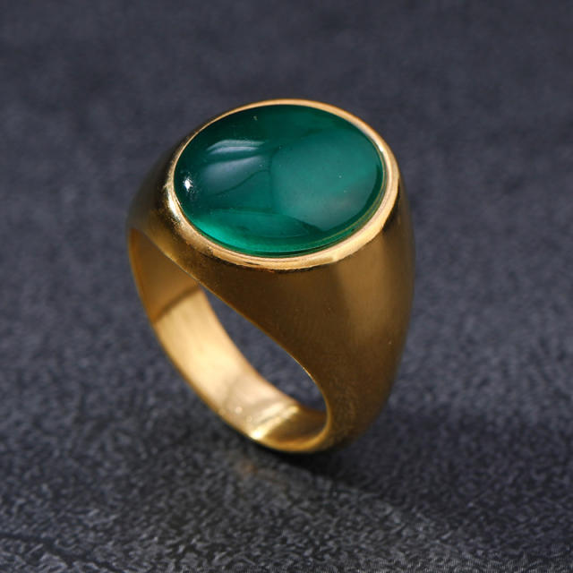 Colorful opal stone statement stainless steel rings