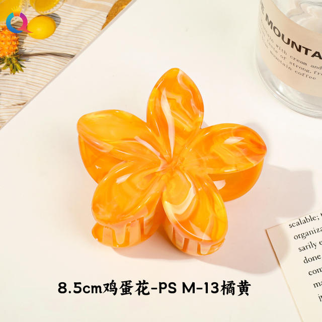 Marble egg flower popular hair claw clips