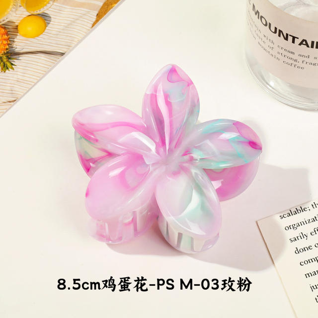 Marble egg flower popular hair claw clips