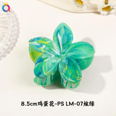 Marble egg flower popular hair claw clips
