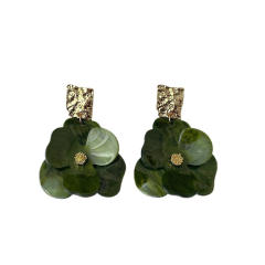 Simple acrylic flower tassel earrings s925 silver needle high-grade earrings exaggerated ear jewelry