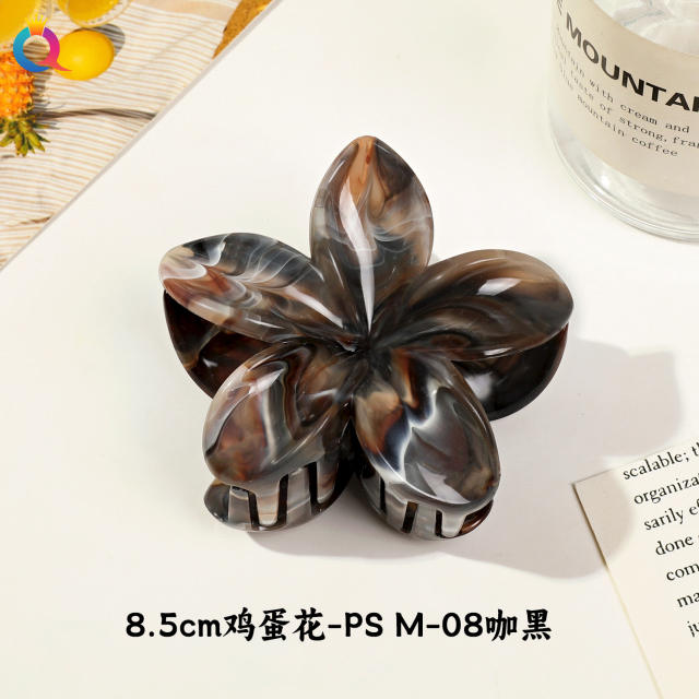 Marble egg flower popular hair claw clips