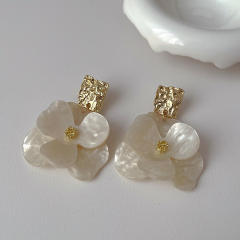 Simple acrylic flower tassel earrings s925 silver needle high-grade earrings exaggerated ear jewelry