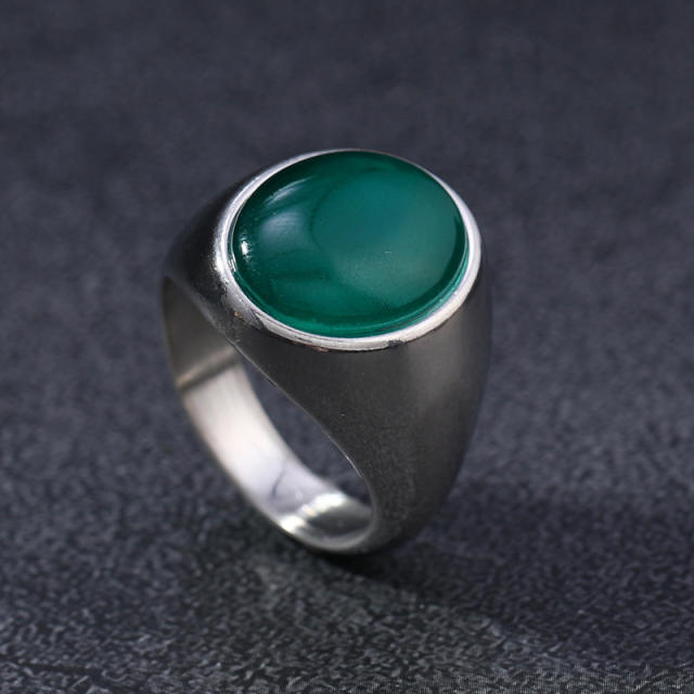 Colorful opal stone statement stainless steel rings