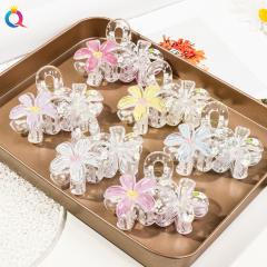 Small fresh printing five petal flower hair claw clips