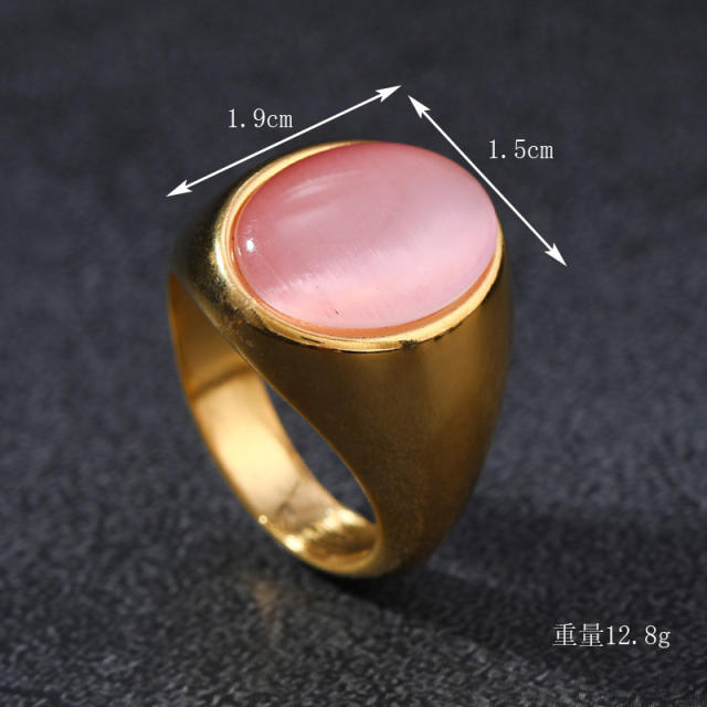 Colorful opal stone statement stainless steel rings