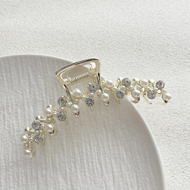 Simple Design Sense Zircon Rhinestone One-word Metal hair claw clips