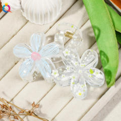 Small fresh printing five petal flower hair claw clips
