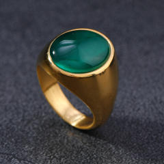 Colorful opal stone statement stainless steel rings