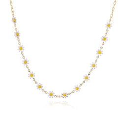 Sweet enamel daisy flower copper necklace earrings suit