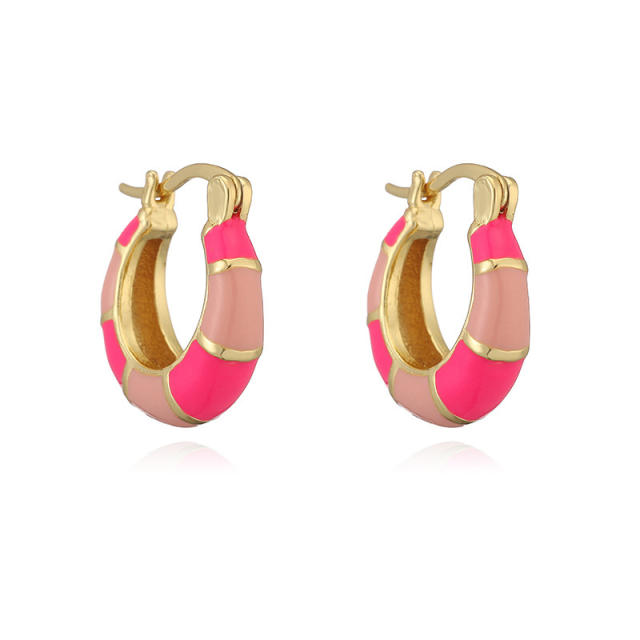 Summer bamboo earrings color enamel copper earrings