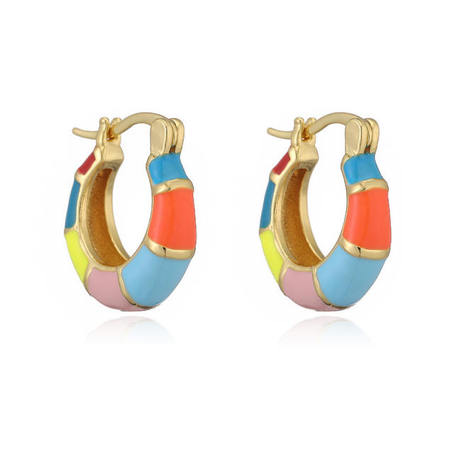 Summer bamboo earrings color enamel copper earrings