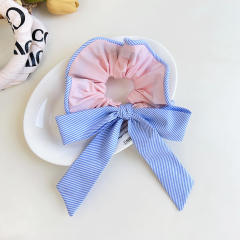 Korean Style Striped Bowknot Large size Hair Ring pony tail scrunchies