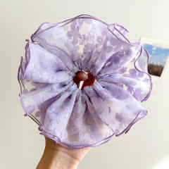 Large Hair Ring Mesh Lace Pearl High Elastic oversize scrunchies 21cm