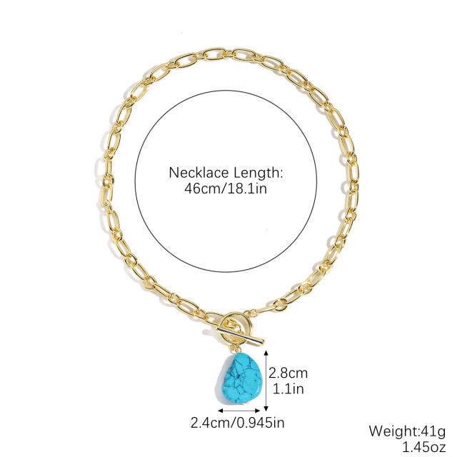 Hot Turquoise Beaded Necklace High-grade Natural Stone Pendant Fashion turquoise Necklace