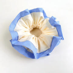 Korean fashion blue color edge oversize scrunchies 17cm