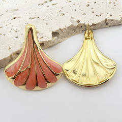 Color enamel natural Ginkgo Leaf stainless steel earrings