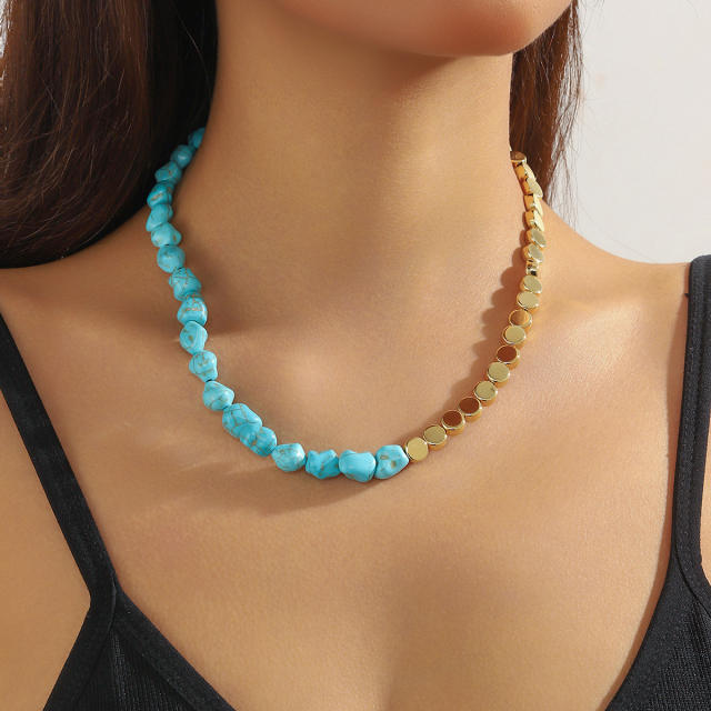Hot Turquoise Beaded Necklace High-grade Natural Stone Pendant Fashion turquoise Necklace