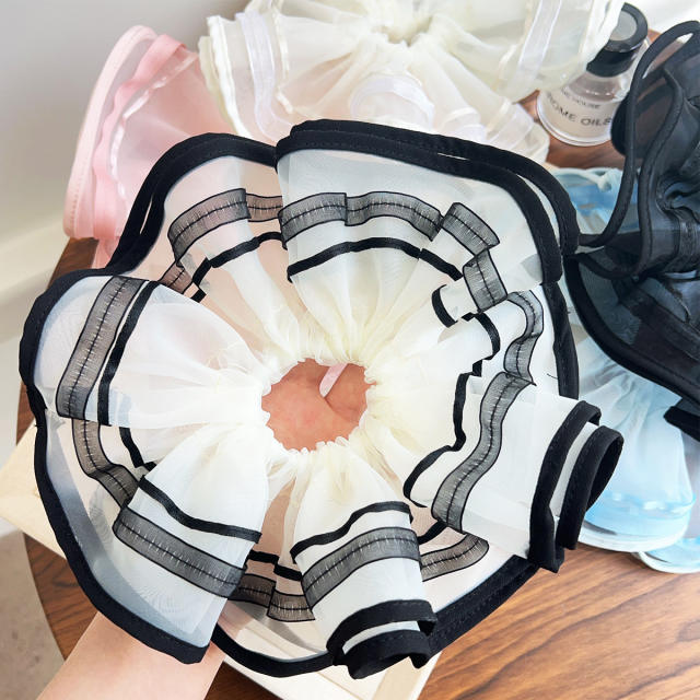 Korean fashion summer plain color mesh oversize scrunchies 21cm