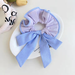 Korean Style Striped Bowknot Large size Hair Ring pony tail scrunchies
