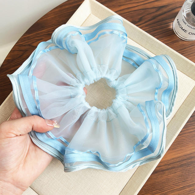 Korean fashion summer plain color mesh oversize scrunchies 21cm