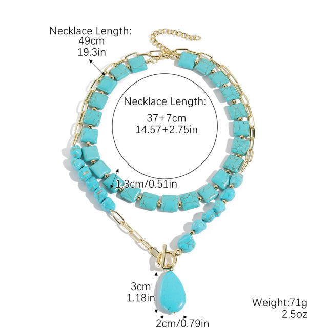 Hot Turquoise Beaded Necklace High-grade Natural Stone Pendant Fashion turquoise Necklace